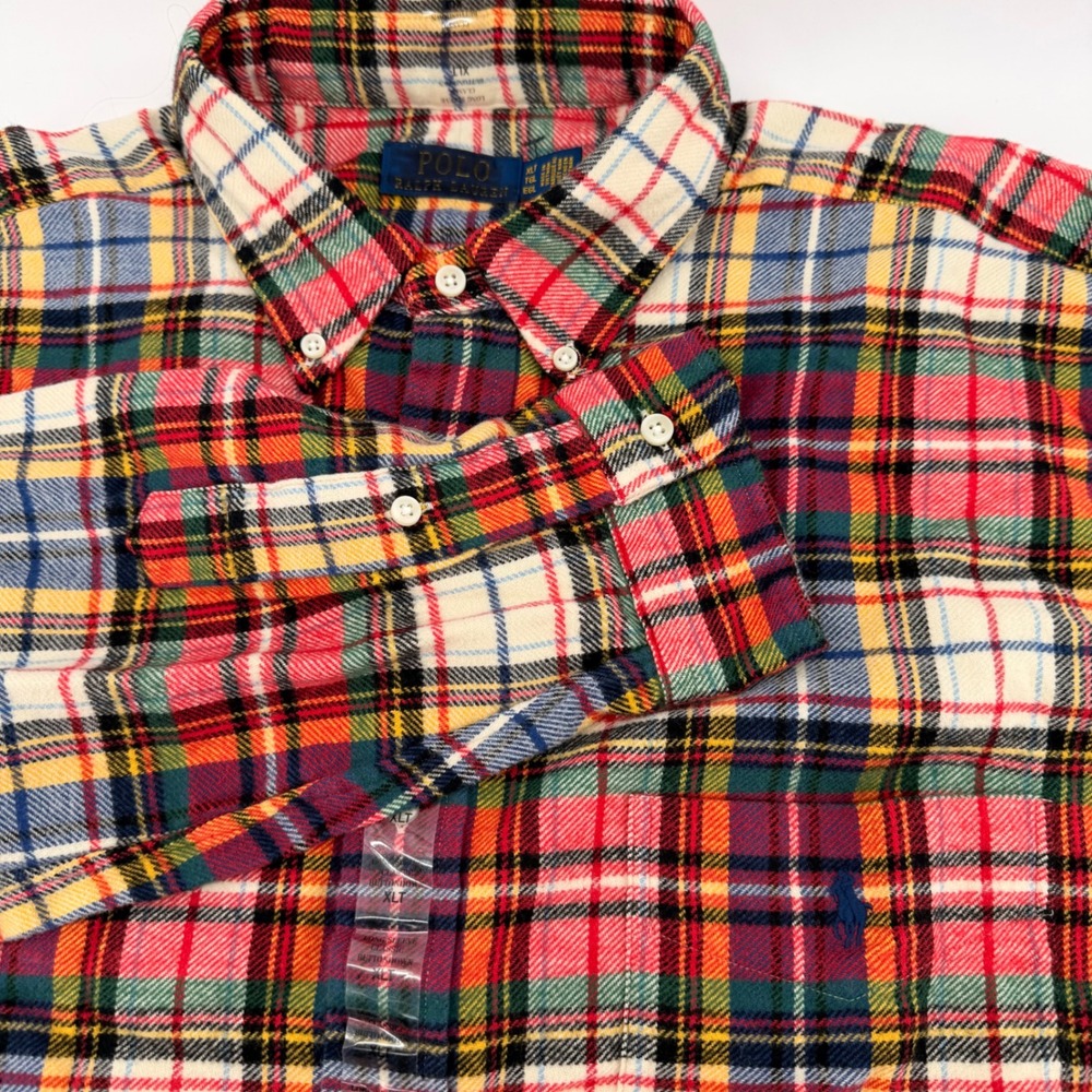 Polo Ralph Lauren Button Down Men XLT Multi Plaid Long Sleeve Pony Logo Shirt